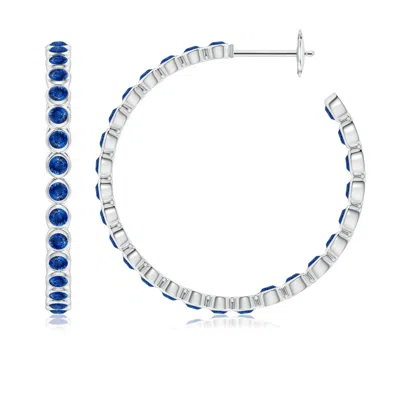 Angara Bezel-set Sapphire Inside-out Large Hoop Earrings In Metallic