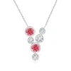 Angara Bezel-set Scattered Fancy Intense Pink And White Diamond Necklace In White Gold/fancy Intense