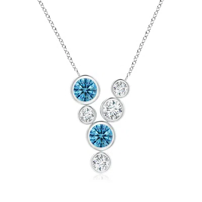 Angara Bezel-set Scattered Lab-grown Fancy Intense Blue And White Diamond Necklace In Metallic