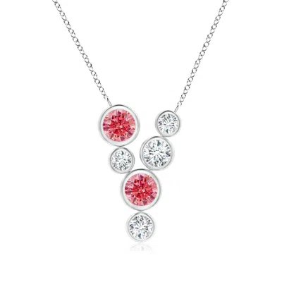Angara Bezel-set Scattered Lab-grown Pink And White Diamond Necklace In Metallic