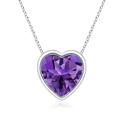 Angara Bezel-set Solitaire Heart Amethyst Pendant In Metallic
