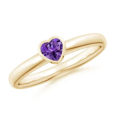 Angara Bezel-set Solitaire Heart Amethyst Promise Ring In Gold