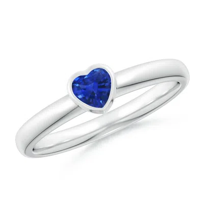 Angara Bezel-set Solitaire Heart Blue Sapphire Promise Ring In Metallic