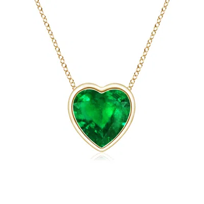 Angara Bezel-set Solitaire Heart Emerald Pendant In Green