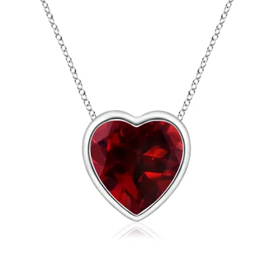 Angara Bezel-set Solitaire Heart Garnet Pendant In Metallic