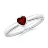 Angara Bezel-set Solitaire Heart Garnet Promise Ring In White Gold/rich Red