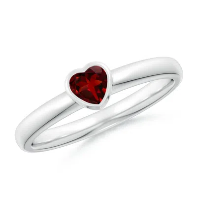 Angara Bezel-set Solitaire Heart Garnet Promise Ring In Metallic