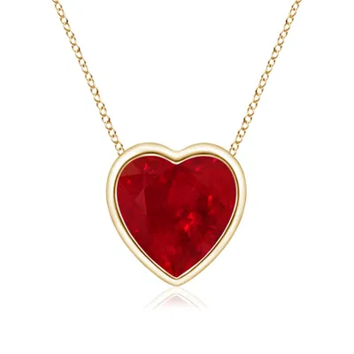 Angara Bezel-set Solitaire Heart Ruby Pendant In Red