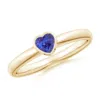 Angara Bezel-set Solitaire Heart Tanzanite Promise Ring In Yellow Gold/deep Rich Violet Blue