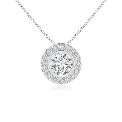 Angara Lab-grown Bezel-set Solitaire Round Diamond Halo Pendant In Metallic