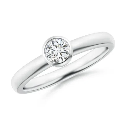 Angara Bezel-set Solitaire Round Diamond Stackable Ring In Metallic