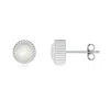 Angara Bezel-set Solitaire Round Moonstone Beaded Halo Studs In White Gold/white