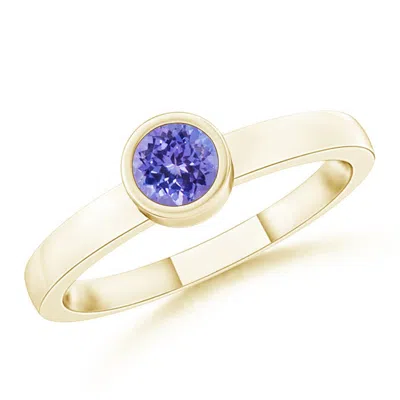 Angara Bezel-set Solitaire Round Tanzanite Stackable Ring