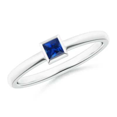 Angara Bezel-set Solitaire Square Blue Sapphire Stackable Ring In Metallic
