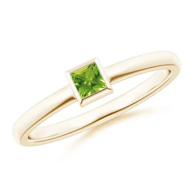 Angara Bezel-set Solitaire Square Peridot Stackable Ring In Gold