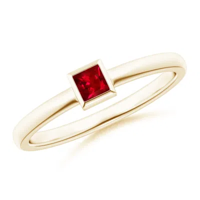 Angara Bezel-set Solitaire Square Ruby Stackable Engagement Ring In Gold