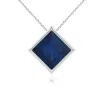 Angara Bezel-set Square Blue Sapphire Solitaire Pendant In White Gold/dark To Medium Blue