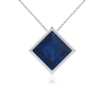 Angara Bezel-set Square Blue Sapphire Solitaire Pendant