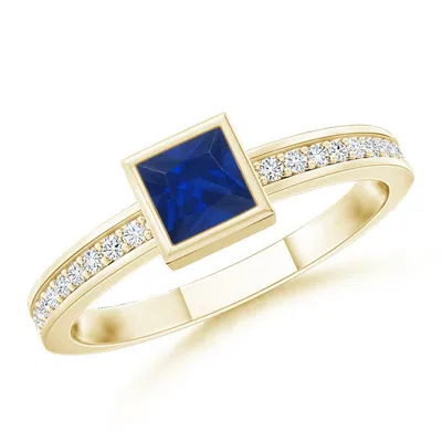 Angara Bezel-set Square Blue Sapphire Stackable Promise Ring