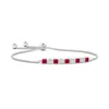 Angara Bezel-set Square Ruby And Round Diamond Bolo Bracelet In White Gold/medium Red