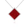Angara Bezel-set Square Ruby Solitaire Pendant In White Gold/medium Pinkish Red