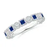 Angara Bezel-set Square Sapphire And Round Diamond Ring In White Gold/deep Rich Blue
