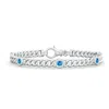 Angara Bezel-set Swiss Blue Topaz Curb Chain Link Bracelet In White Gold/light Swiss Blue