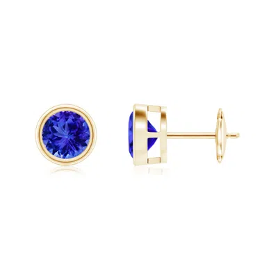 Angara Bezel-set Tanzanite Solitaire Stud Earrings In Gold