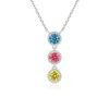 Angara Bezel-set Three Stone Fancy Intense Multi-color Diamond Necklace In White Gold/fancy Intense