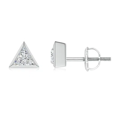 Angara Bezel-set Triangular Diamond Solitaire Stud Earrings In White