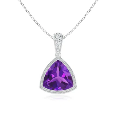 Angara Bezel-set Trillion Amethyst Pendant With Milgrain In Purple
