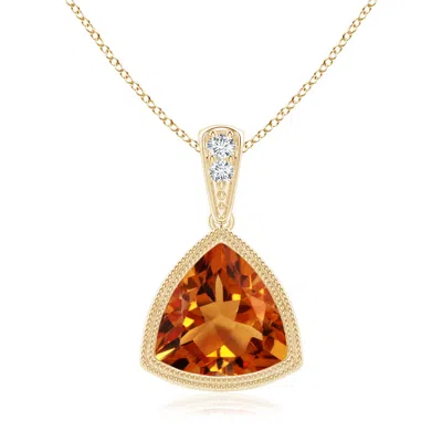 Angara Bezel-set Trillion Citrine Pendant With Milgrain In Gold