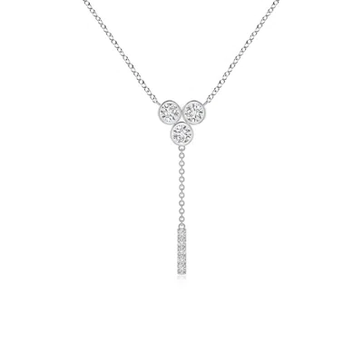Angara Bezel-set Trio Diamond Lariat Necklace In White