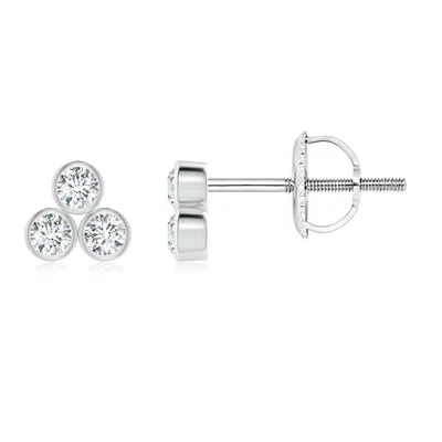 Angara Bezel-set Trio Diamond Stud Earrings In Metallic