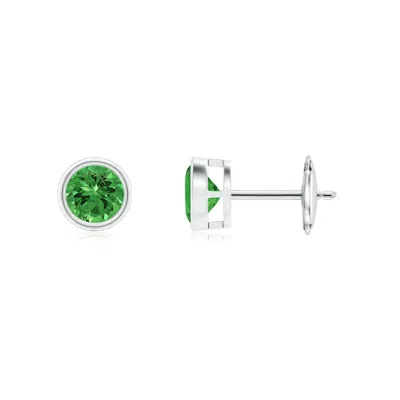 Angara Bezel-set Tsavorite Solitaire Stud Earrings In Green