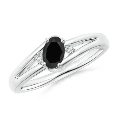 Angara Black Onyx And Diamond Split Shank Ring In Metallic