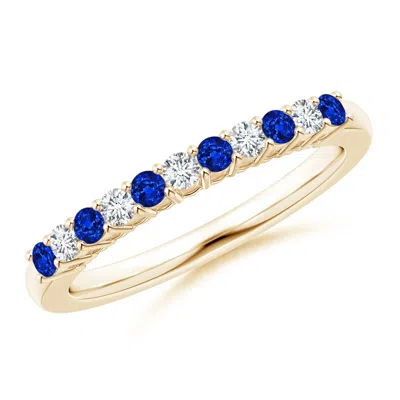 Angara Blue Sapphire And Diamond Half Eternity Wedding Ring