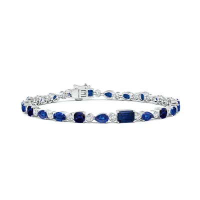 Angara Blue Sapphire & Diamond Multi-shape Tennis Bracelet