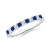 Angara Blue Sapphire And Diamond Semi Eternity Classic Wedding Ring In White Gold/medium To Rich Blue
