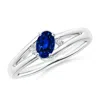 Angara Blue Sapphire And Diamond Split Shank Engagement Ring In White Gold/deep Rich Blue