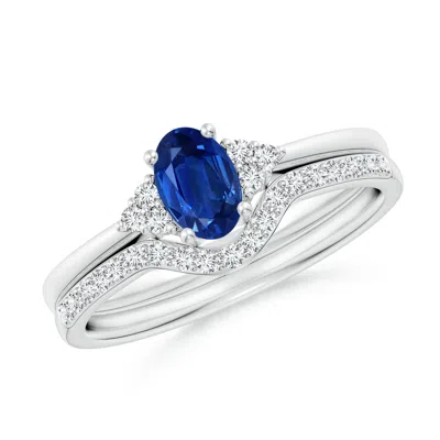 Angara Blue Sapphire And Diamond Trio Bridal Set