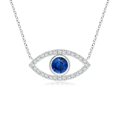 Angara Blue Sapphire Evil Eye Pendant With Diamond Accents In Metallic