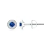 Angara Blue Sapphire Margarita Stud Earrings With Diamond Halo In White Gold/medium To Rich Blue