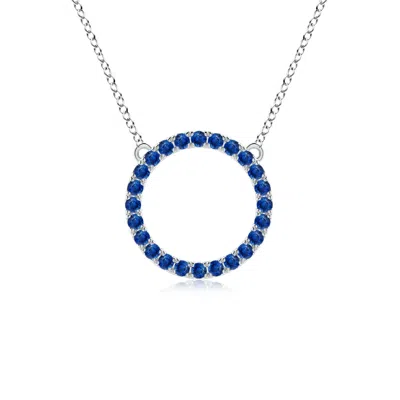 Angara Blue Sapphire Open Circle Eternity Pendant In Metallic