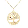 Angara Bond Of Love Garnet & Diamond Family Tree Pendant For Mom In Yellow Gold/medium Red