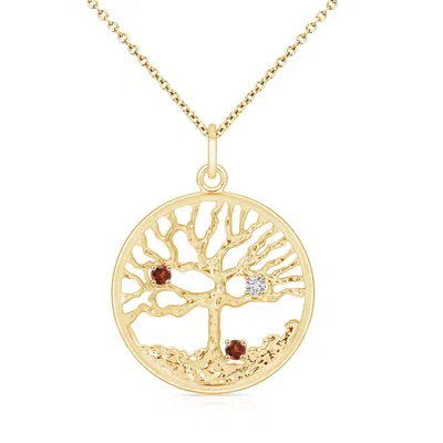 Angara Bond Of Love Garnet & Diamond Family Tree Pendant For Mom In Gold