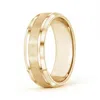 Angara Brushed Finish Men's Plain Wedding Band With Beveled Edges In Yellow Gold
