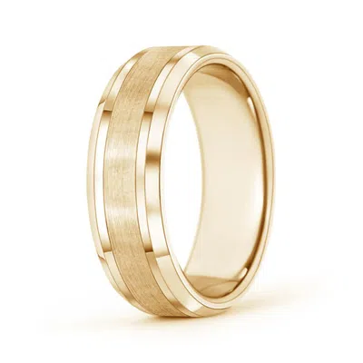 Angara Brushed Finish Men's Plain Wedding Band With Beveled Edges In Yellow Gold
