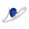 Angara Bypass Pear-shaped Blue Sapphire Ring In White Gold/medium To Rich Blue