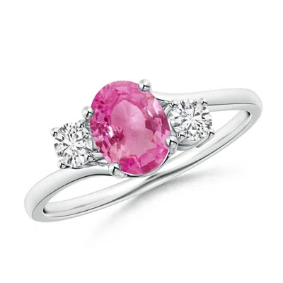 Angara Bypass Pink Sapphire And Diamond Three Stone Ring